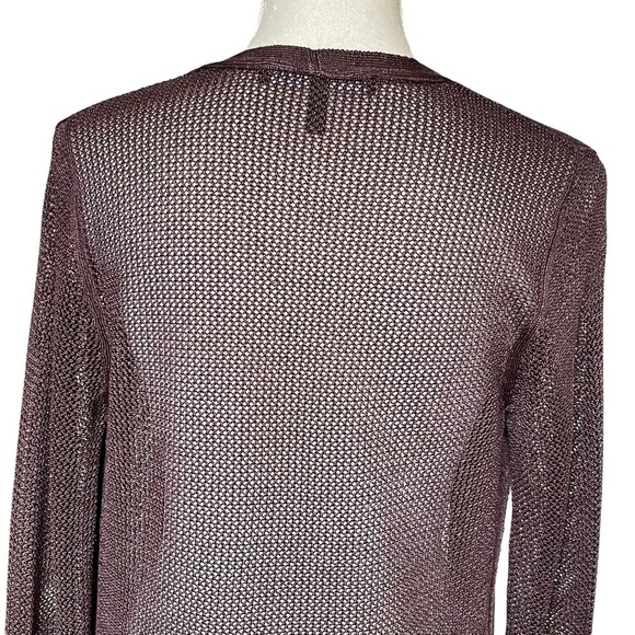 White House Black Market Women’s Open Knit Net Shimmer Cardigan Size XS Brown - Picture 7 of 10